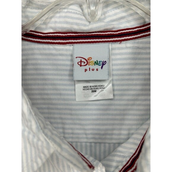 Disney Mickey Button Up Shirt Women Plus Sz 20W Striped Embroidered Long Sleeve - Picture 9 of 9